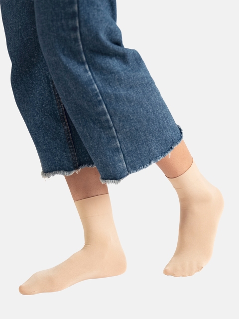 

Theater Women Beige Solid Above Ankle Length Socks
