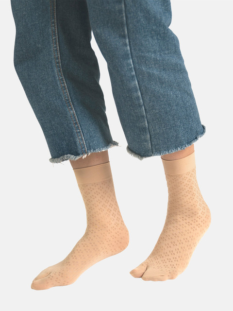 

Theater Women Beige Self-Design Above Ankle-Length Socks