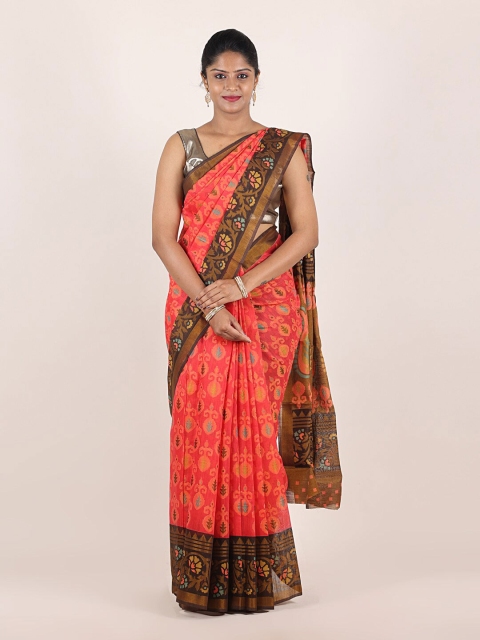 

Pothys Pink & Brown Ethnic Motifs Saree