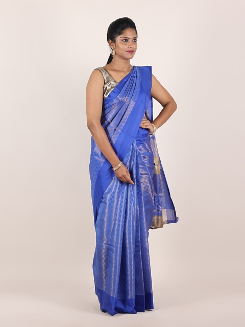 

Pothys Blue & Gold-Toned Woven Design Zari Saree