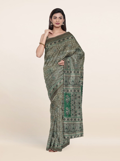 

Pothys Green & Black Ethnic Motifs Saree