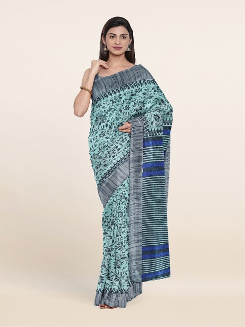 

Pothys Women Blue Floral Print Saree