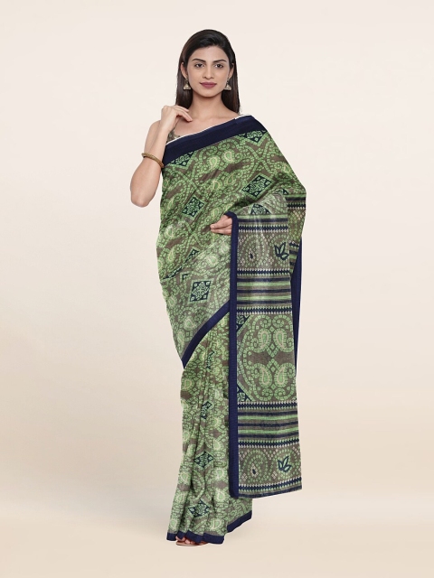 

Pothys Green & Grey Geometric Printed Saree