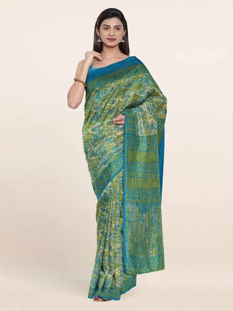 

Pothys Green & Blue Geometric Saree