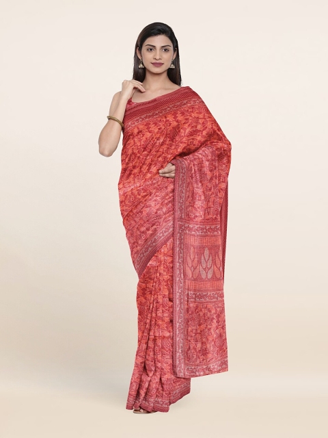 

Pothys Pink & Cream-Coloured Floral Printed Saree