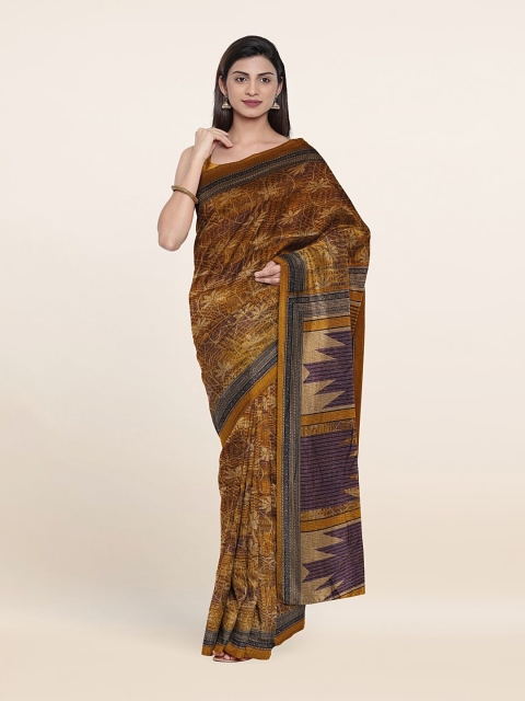 

Pothys Mustard & Blue Floral Saree