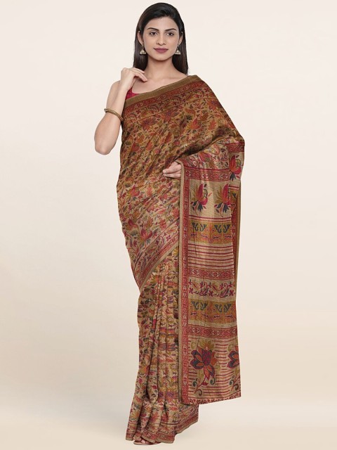 

Pothys Brown & Red Floral Printed Saree