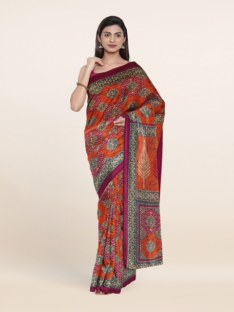 

Pothys Orange & Black Ethnic Motifs Saree