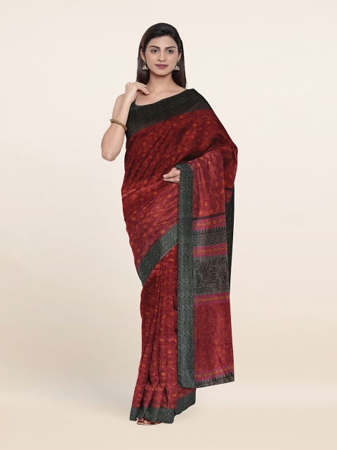 

Pothys Brown & Black Floral Printed Saree