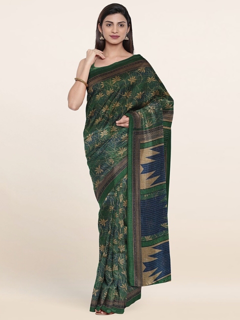 

Pothys Women Green Floral Print Saree
