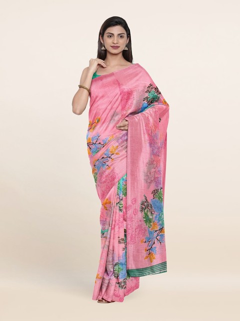 

Pothys Pink & Green Floral Saree