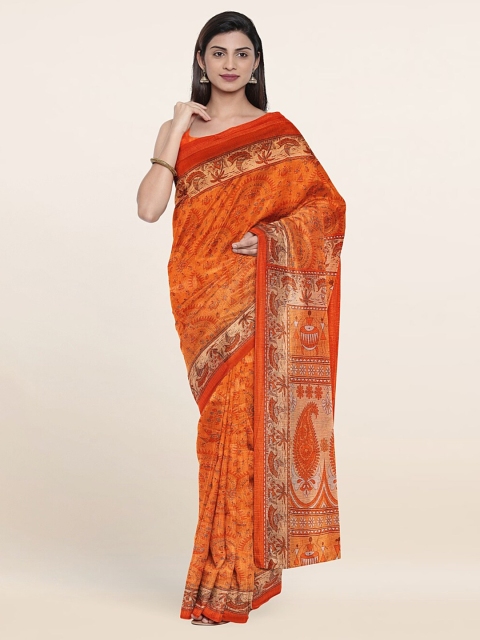 

Pothys Orange & White Ethnic Motifs Saree