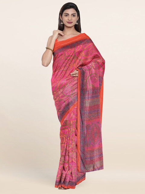 

Pothys Women Pink Floral Print Saree