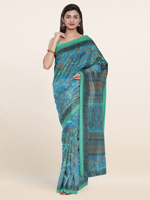 

Pothys Blue & Green Abstract Printed Saree