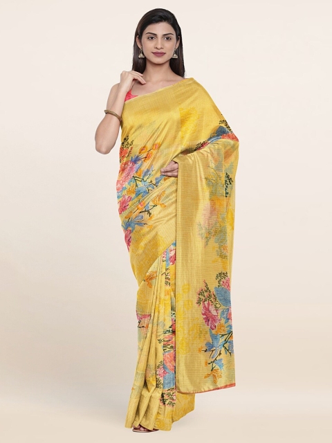 

Pothys Yellow & Blue Floral Saree