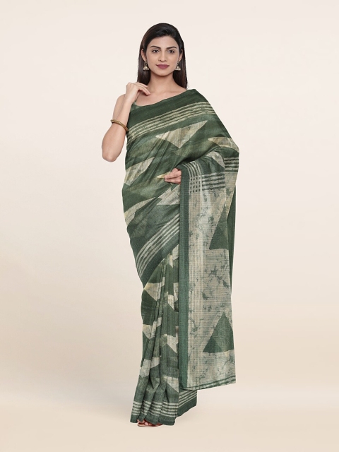 

Pothys Green & Grey Geometric Saree