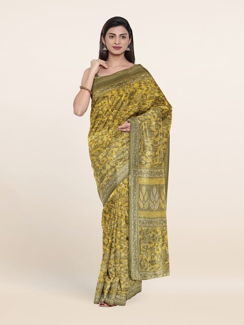 

Pothys Yellow & Grey Ethnic Motifs Saree