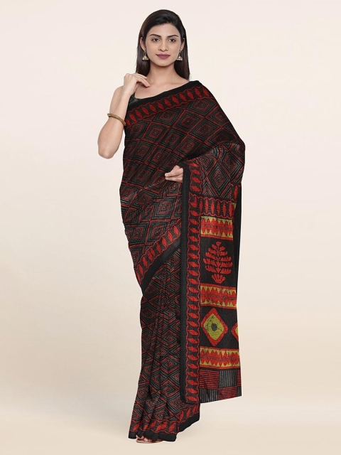 

Pothys Black & Red Printed Cotton Blend Saree