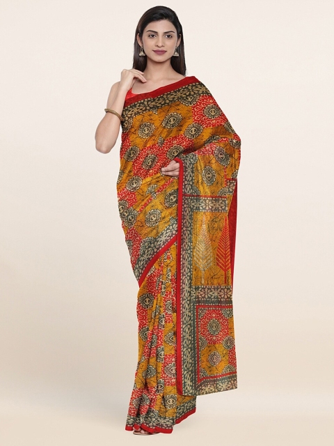 

Pothys Mustard & Pink Ethnic Motifs Saree