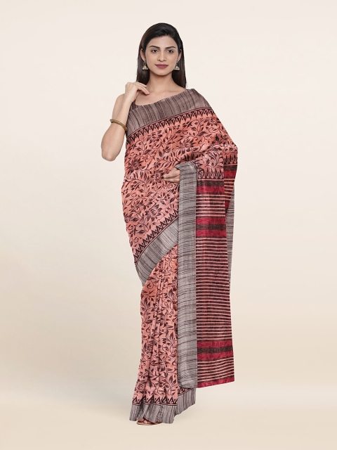 

Pothys Pink & Grey Ethnic Motifs Saree