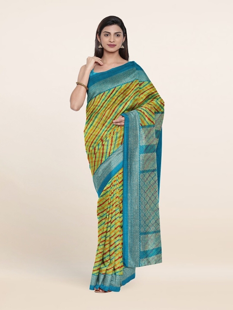 

Pothys Green & Blue Geometric Printed Saree