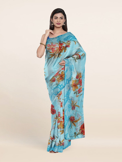 

Pothys Blue & Red Floral Saree