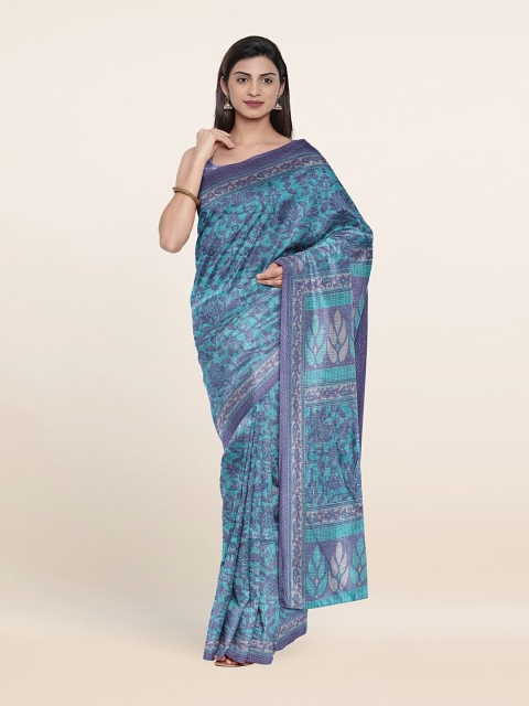 

Pothys Blue & Grey Floral Saree