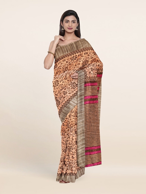 

Pothys Peach & Grey Abstract Printed Saree