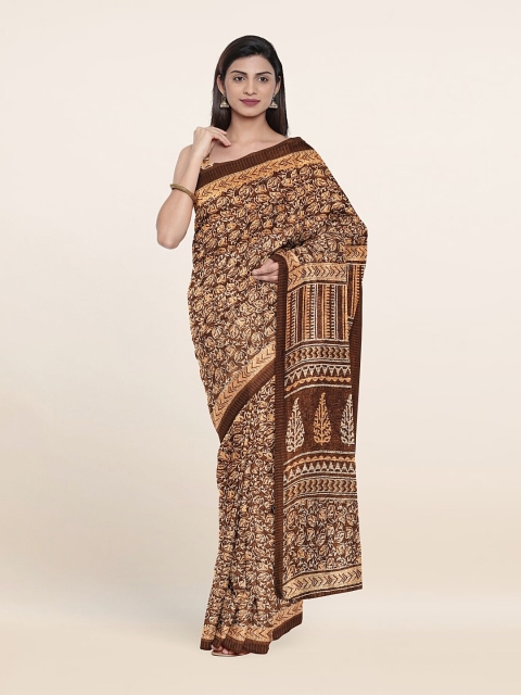 

Pothys Brown & Cream Floral Printed Saree