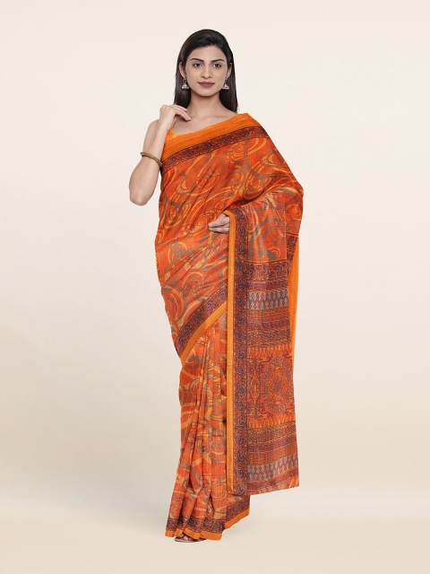 

Pothys Orange & Grey Printed Saree