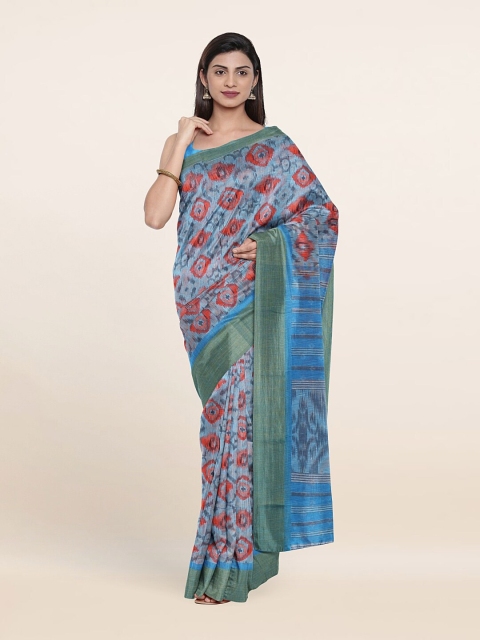 

Pothys Blue & Red Geometric Printed Saree