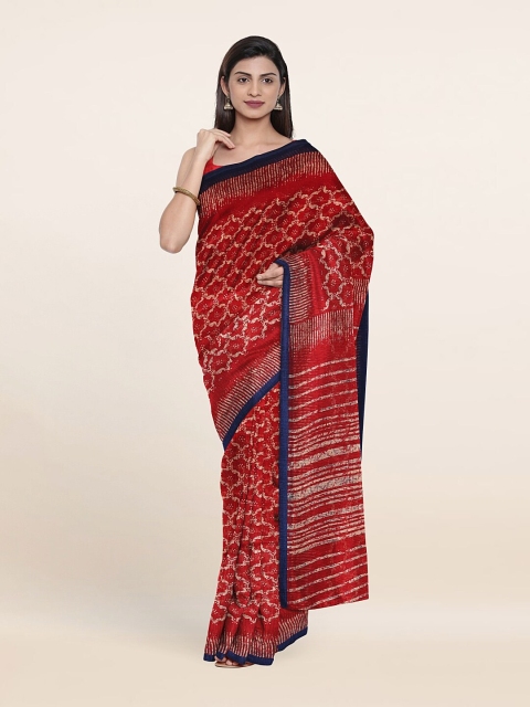 

Pothys Maroon & Blue Floral Saree