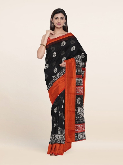 

Pothys Women Black Floral Print Saree