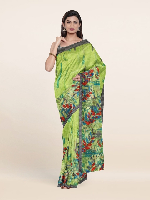 

Pothys Women Green Floral Print Saree