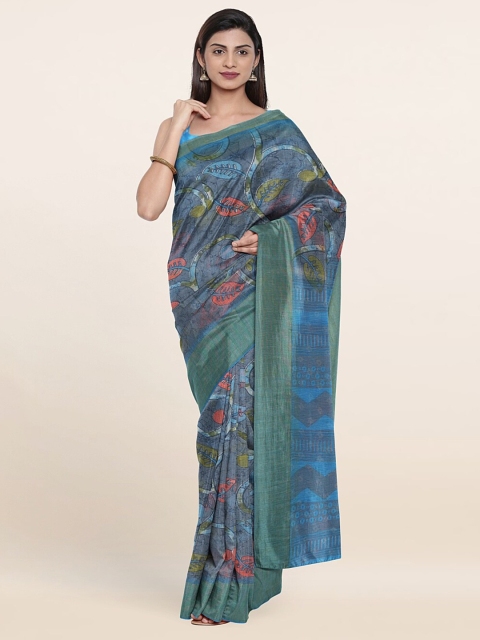 

Pothys Blue & Red Floral Zari Saree