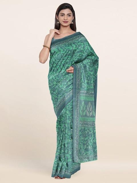 

Pothys Green & Grey Ethnic Motifs Saree
