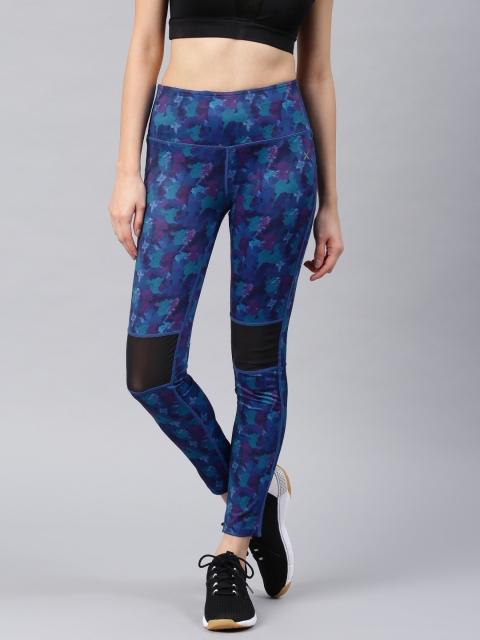 

HRX by Hrithik Roshan Women Blue & Purple Printed Active RAPID-DRY Tights