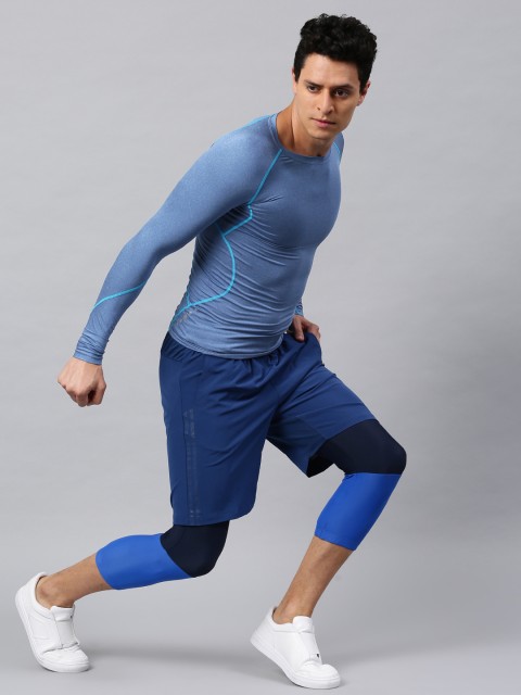 

HRX by Hrithik Roshan Men Blue Solid Round Neck Active RAPID-DRY T-Shirt