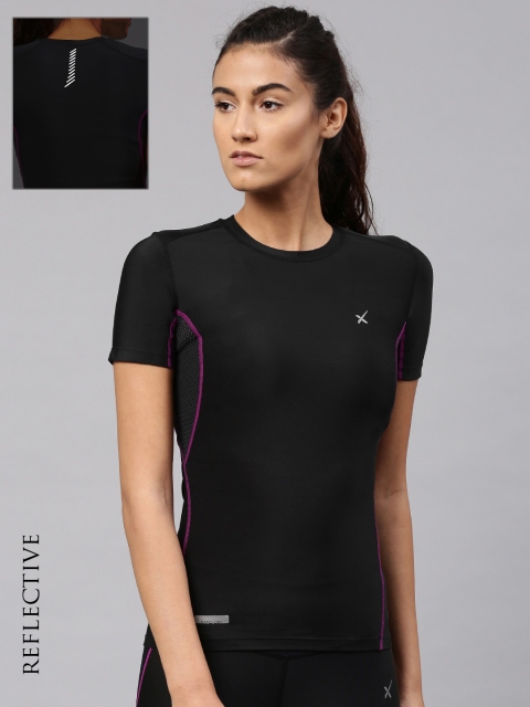 HRX by Hrithik Roshan Women Black Solid Round Neck Compression T-shirt