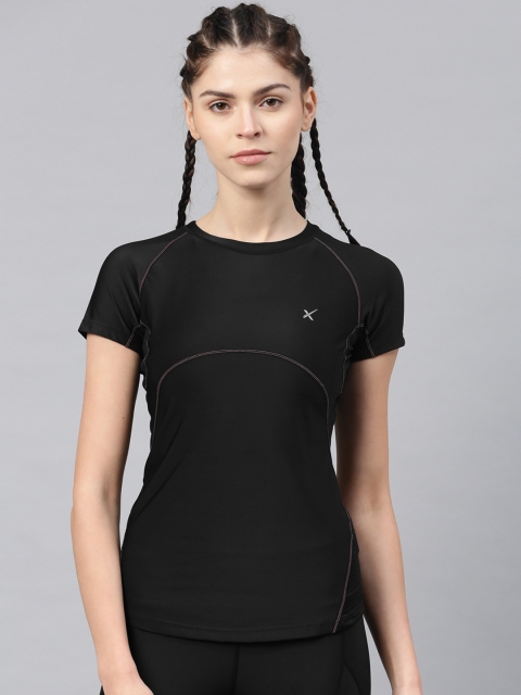

HRX by Hrithik Roshan Women Black Solid Round Neck Compression T-shirt