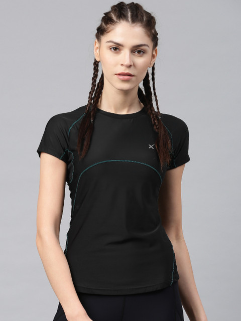 

HRX by Hrithik Roshan Women Black Solid Round Neck Compression T-shirt