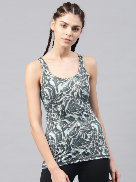 

HRX by Hrithik Roshan Women Blue & Grey Printed Fitted Top