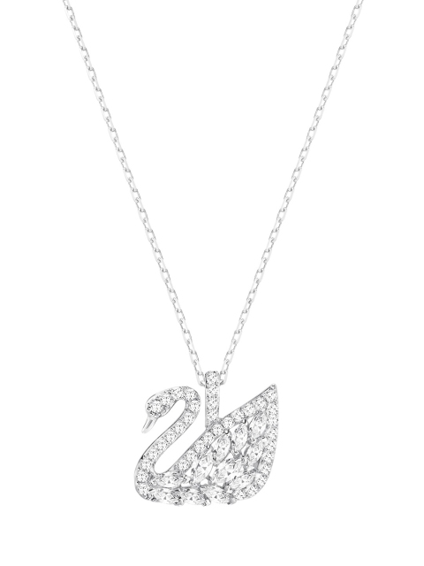 

SWAROVSKI White & Silver-Toned Rhodium-Plated Swan Lake Pendant