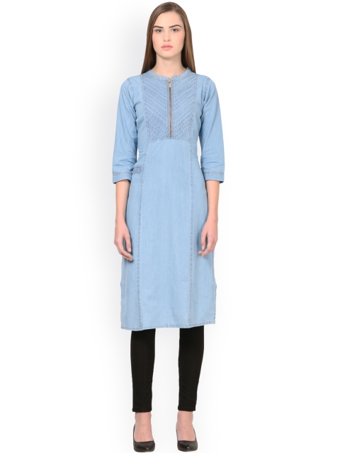

Saadgi Women Blue Solid Straight Kurta