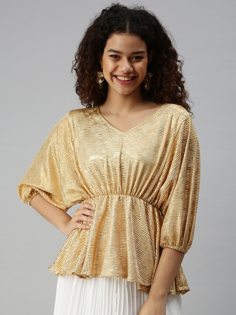 

SHOWOFF Women Gold-Toned Cinched Waist Top