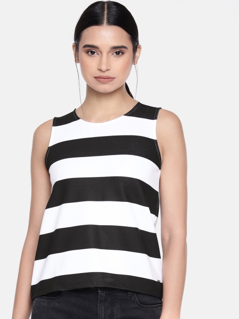 

ELLE Women White & Black Striped Top