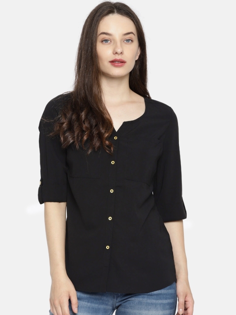 

ELLE Women Black Solid Shirt Style Top