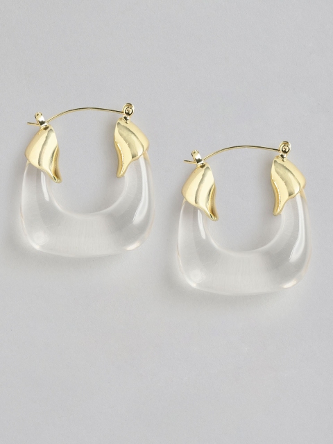 

20Dresses Gold-Toned & White Geometric Hoop Earrings