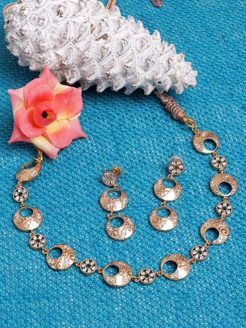 

JEWELS GEHNA Gold-Plated & AD Stone-Studded Jewellery Set