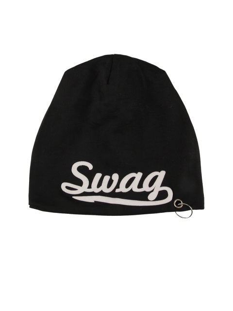 

FabSeasons Unisex Black Beanie with Printed Detail